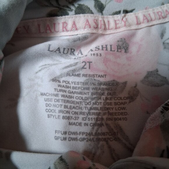 Laura Ashley Pajamas Set Youth Girls 2T 2 Piece Blue Pink Rose Ruffled Sleepwear - Picture 7 of 11